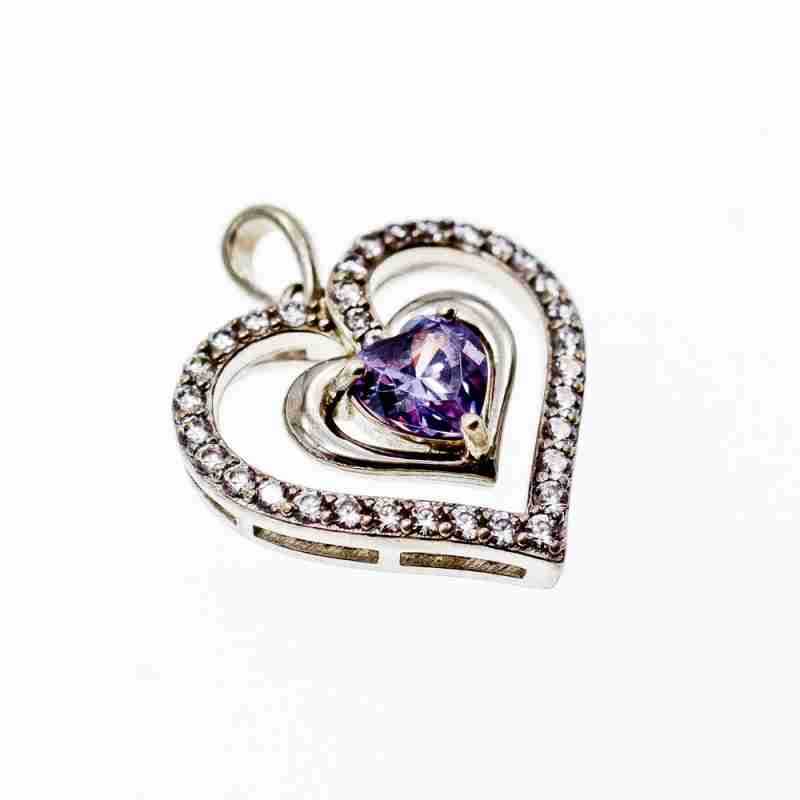 Sky Jewelry Серебряный кулон с камнями аметист и берилл  Сердце