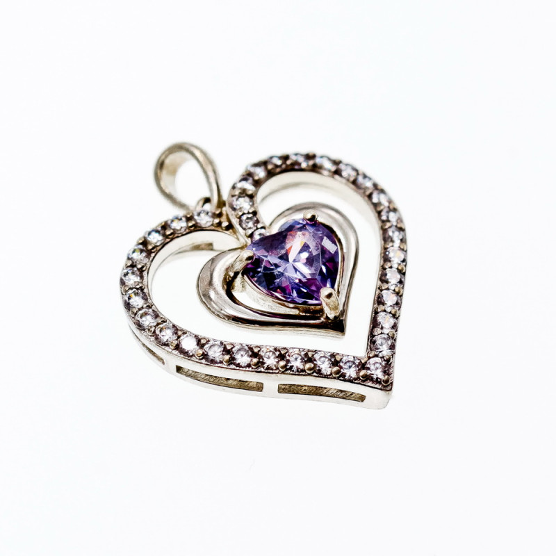 Sky Jewelry Серебряный кулон с камнями аметист и берилл  Сердце