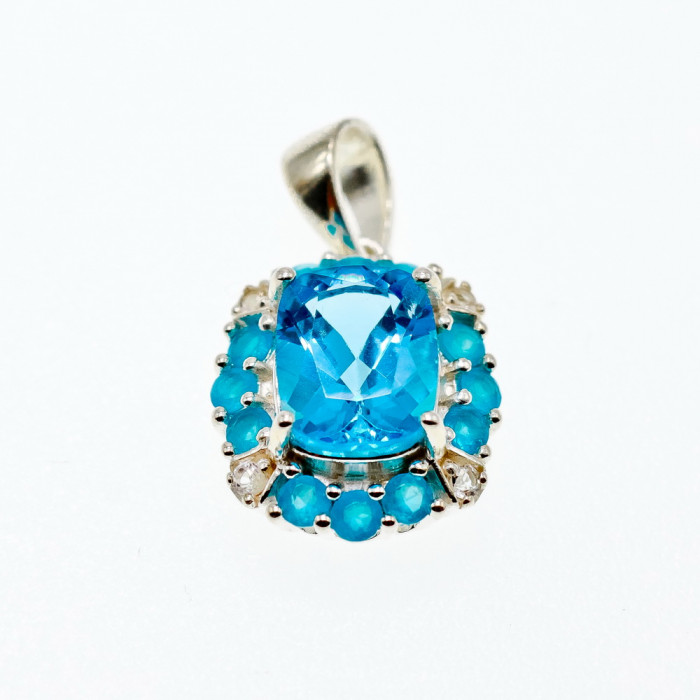 Sky Jewelry Серебряный кулон с топазом и бериллом  Океан цветов