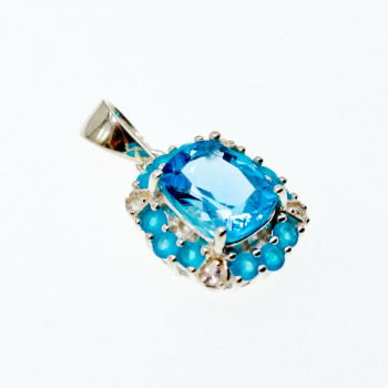 Sky Jewelry Серебряный кулон с топазом и бериллом  Океан цветов