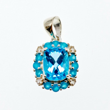 Sky Jewelry Серебряный кулон с топазом и бериллом  Океан цветов