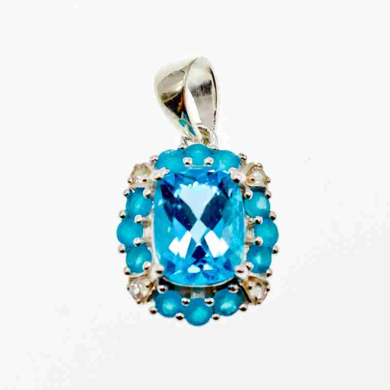 Sky Jewelry Серебряный кулон с топазом и бериллом  Океан цветов