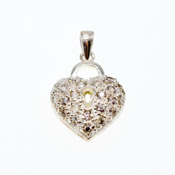 Sky Jewelry Серебряный кулон с фианитами  Замочек сердца