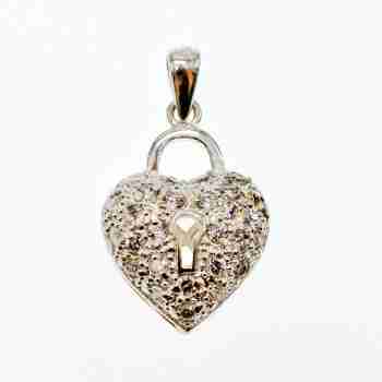 Sky Jewelry Серебряный кулон с фианитами  Замочек сердца
