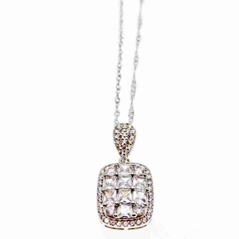 Sky Jewelry Серебряная цепочка с кулоном фианиты
