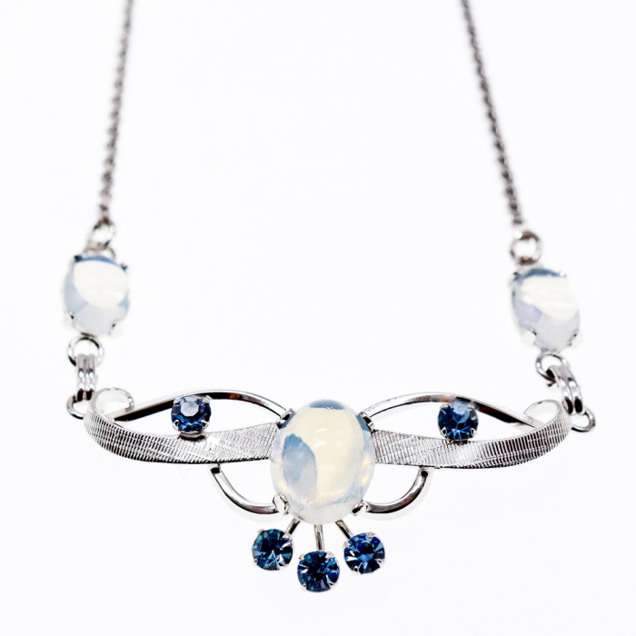 Sky Jewelry Серебряное ожерелье с лунным камнем и аквамарином