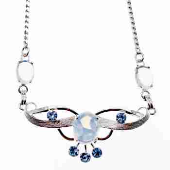 Sky Jewelry Серебряное ожерелье с лунным камнем и аквамарином