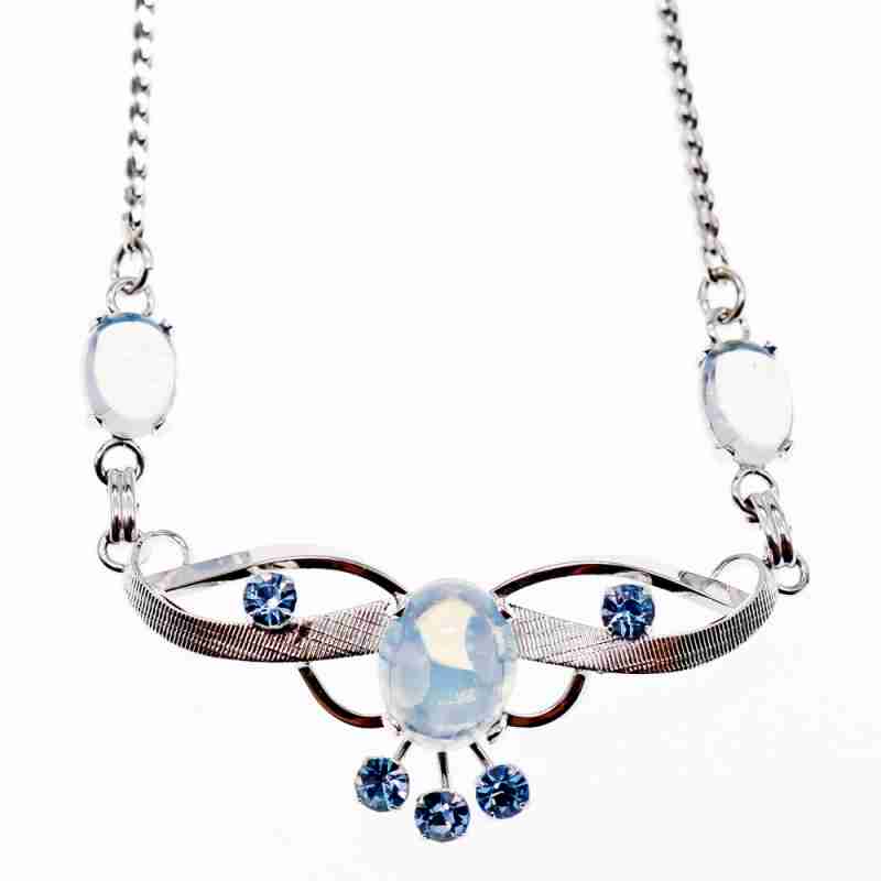 Sky Jewelry Серебряное ожерелье с лунным камнем и аквамарином