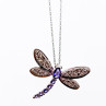 Sky Jewelry Золотая цепочка с кулоном турмалин и бриллиант  Стрекоза