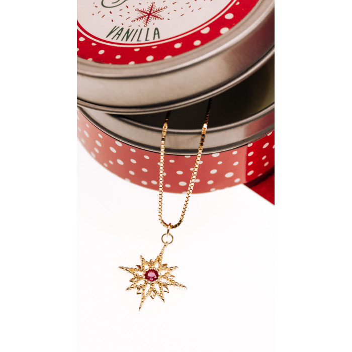 Sky Jewelry Серебряная цепочка с кулоном в позолоте рубин  Звезда