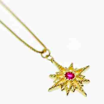 Sky Jewelry Серебряная цепочка с кулоном в позолоте рубин  Звезда