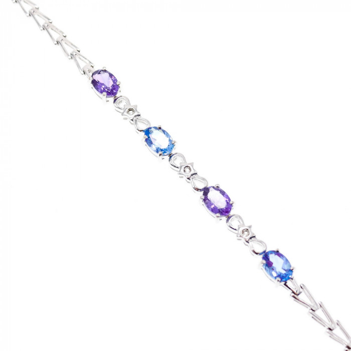 Sky Jewelry Серебряный браслет с аметистом  топазом и бриллиантом