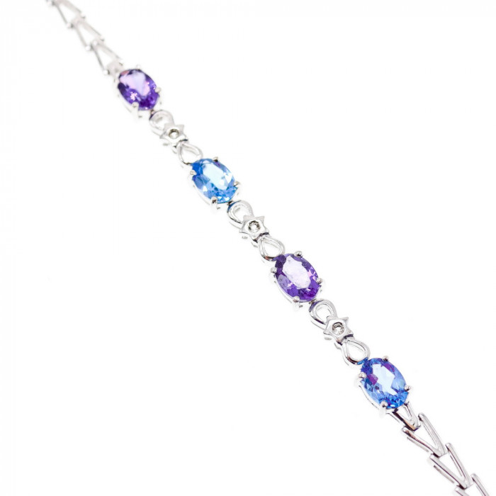 Sky Jewelry Серебряный браслет с аметистом  топазом и бриллиантом
