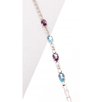 Sky Jewelry Серебряный браслет с аметистом  топазом и бриллиантом