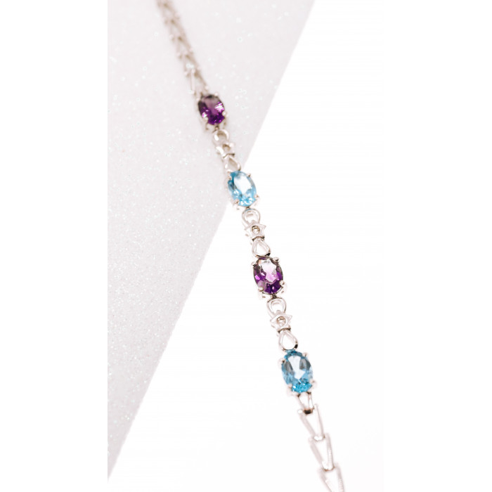 Sky Jewelry Серебряный браслет с аметистом  топазом и бриллиантом