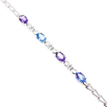 Sky Jewelry Серебряный браслет с аметистом  топазом и бриллиантом