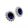 Sky Jewelry Серебряные серьги с сапфиром и фианитами