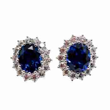 Sky Jewelry Серебряные серьги с сапфиром и фианитами