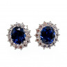 Sky Jewelry Серебряные серьги с сапфиром и фианитами