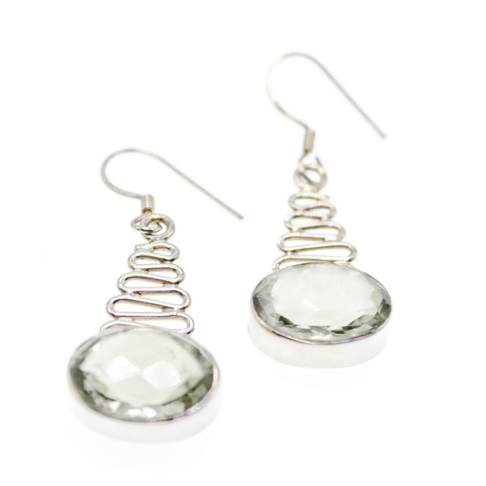 Sky Jewelry Серебряные серьги с камнем демантоид