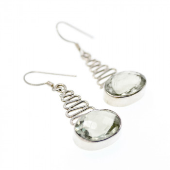 Sky Jewelry Серебряные серьги с камнем демантоид