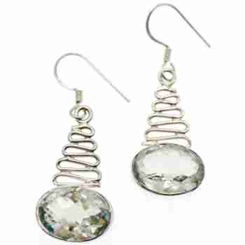 Sky Jewelry Серебряные серьги с камнем демантоид