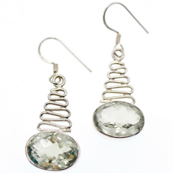 Sky Jewelry Серебряные серьги с камнем демантоид