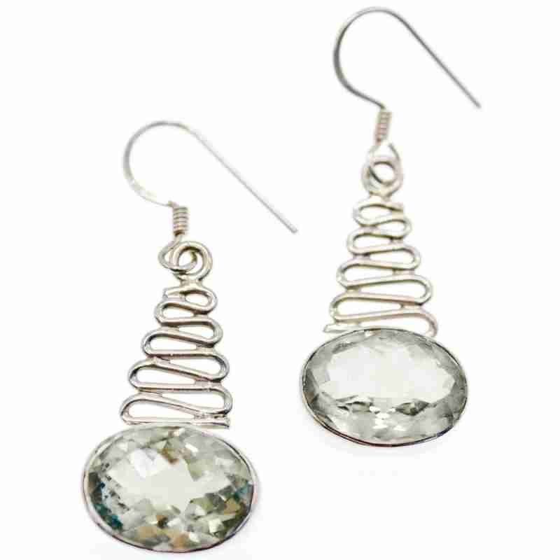 Sky Jewelry Серебряные серьги с камнем демантоид
