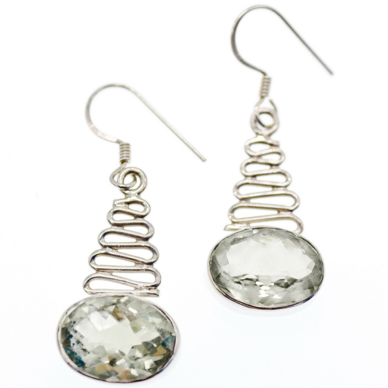 Sky Jewelry Серебряные серьги с камнем демантоид