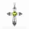 Sky Jewelry Серебряный крестик с хризолитом и марказитом