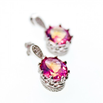 Sky Jewelry Серебряные серьги с камнями мистик топаз и белый топаз