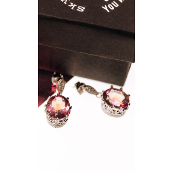Sky Jewelry Серебряные серьги с камнями мистик топаз и белый топаз