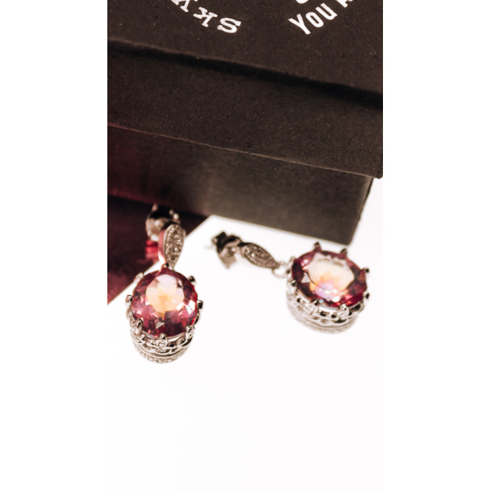 Sky Jewelry Серебряные серьги с камнями мистик топаз и белый топаз