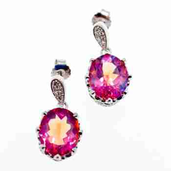 Sky Jewelry Серебряные серьги с камнями мистик топаз и белый топаз