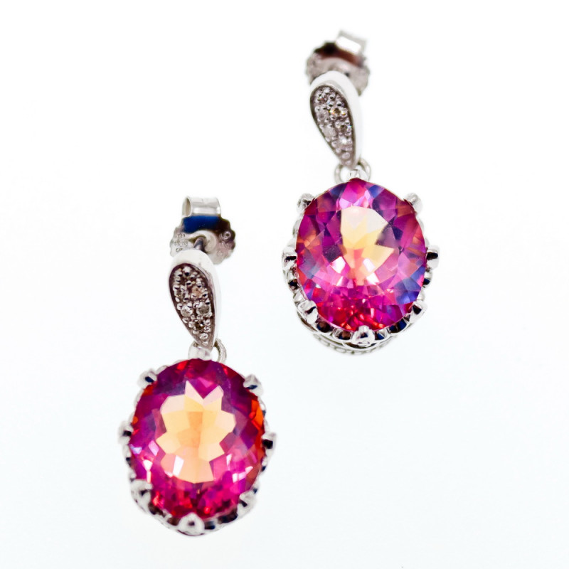 Sky Jewelry Серебряные серьги с камнями мистик топаз и белый топаз