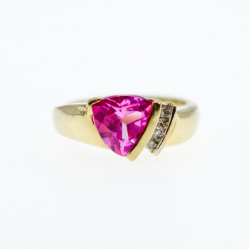 Sky Jewelry Золотое кольцо с розовым сапфиром и бриллиантами