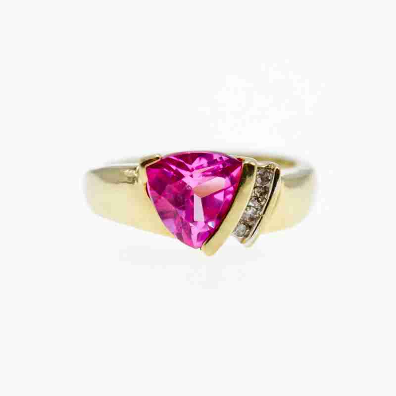 Sky Jewelry Золотое кольцо с розовым сапфиром и бриллиантами