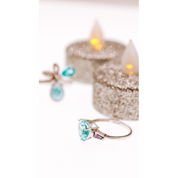 Sky Jewelry Золотое кольцо с топазом и аметистом