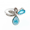 Sky Jewelry Серебряное кольцо с камнями ларимар топаз и белый сапфир