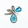 Sky Jewelry Серебряное кольцо с камнями ларимар топаз и белый сапфир
