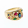 Sky Jewelry Золотое кольцо с сапфиром изумрудом рубином и бриллиантом