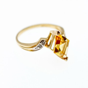 Sky Jewelry Золотое кольцо с гелиодором и бриллиантами