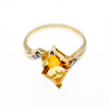 Sky Jewelry Золотое кольцо с гелиодором и бриллиантами