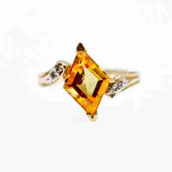 Sky Jewelry Золотое кольцо с гелиодором и бриллиантами