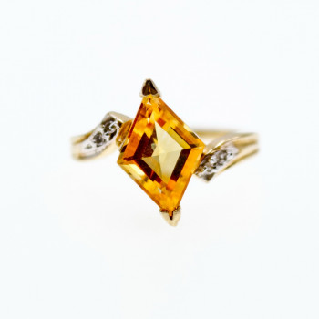 Sky Jewelry Золотое кольцо с гелиодором и бриллиантами