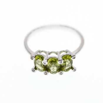 Sky Jewelry Золотое кольцо с хризолитом и бриллиантом