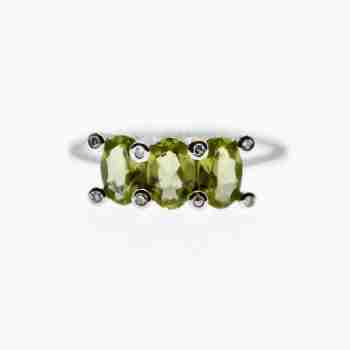 Sky Jewelry Золотое кольцо с хризолитом и бриллиантом