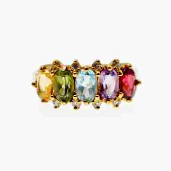 Sky Jewelry Серебряное кольцо в позолоте с натуральными камнями  Волшебство