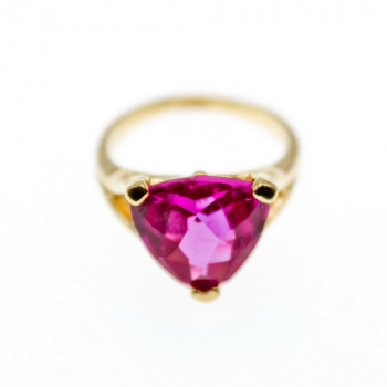 Sky Jewelry Серебряное кольцо в позолоте с розовым сапфиром