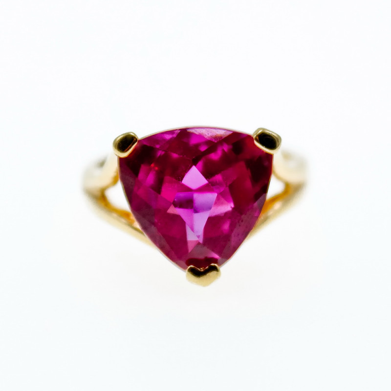 Sky Jewelry Серебряное кольцо в позолоте с розовым сапфиром